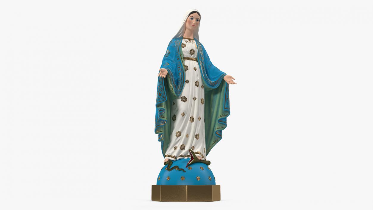 3D Virgin Mary Statue Painted