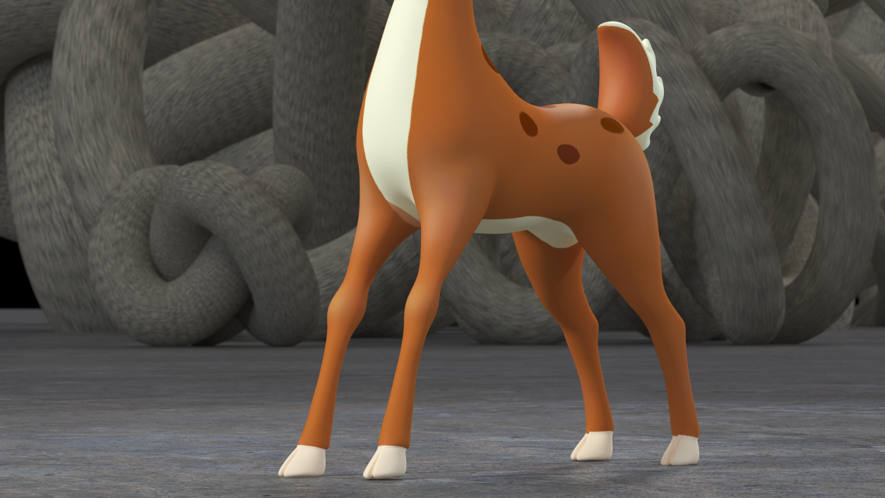 Cartoon Brown Reindeer 3D