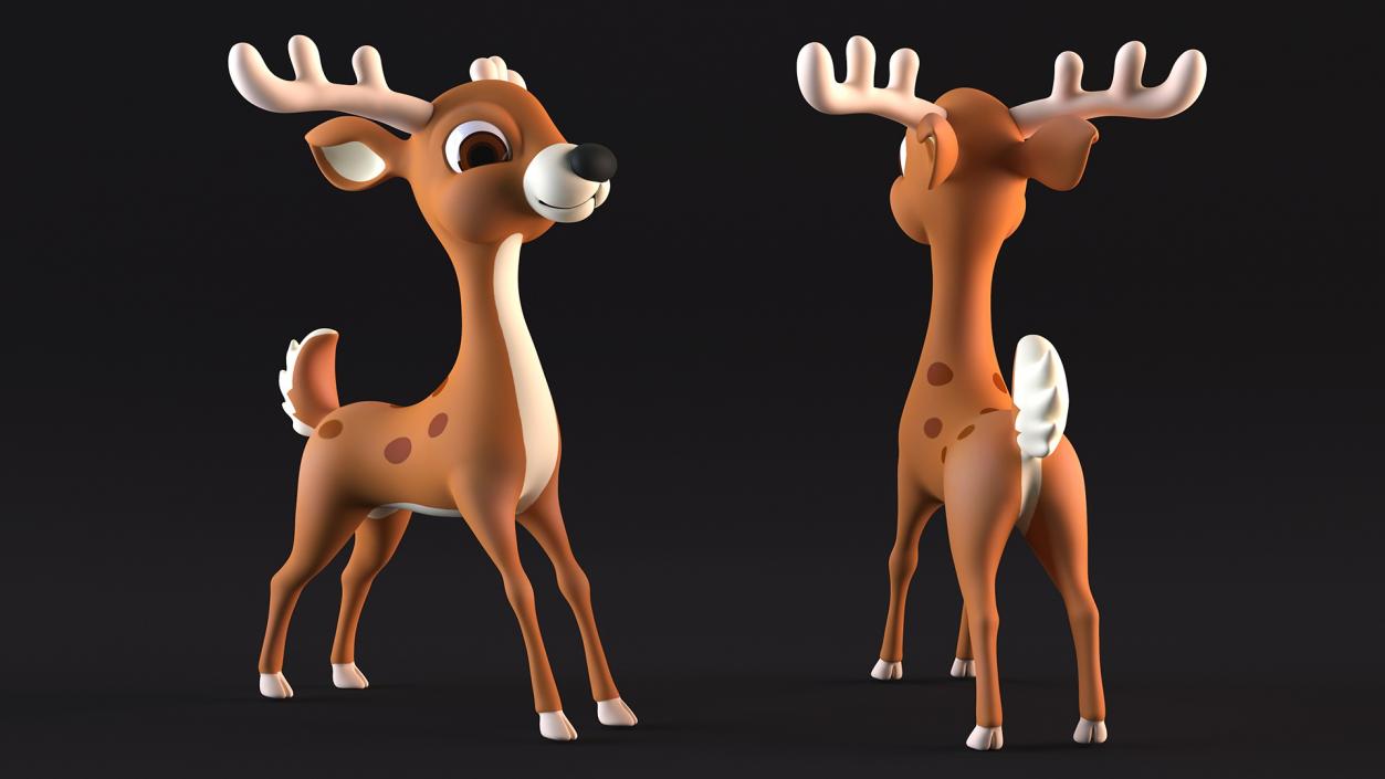 Cartoon Brown Reindeer 3D