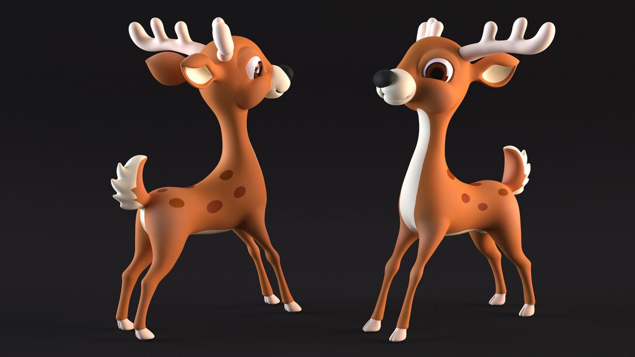 Cartoon Brown Reindeer 3D