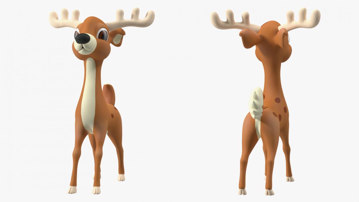 Cartoon Brown Reindeer 3D