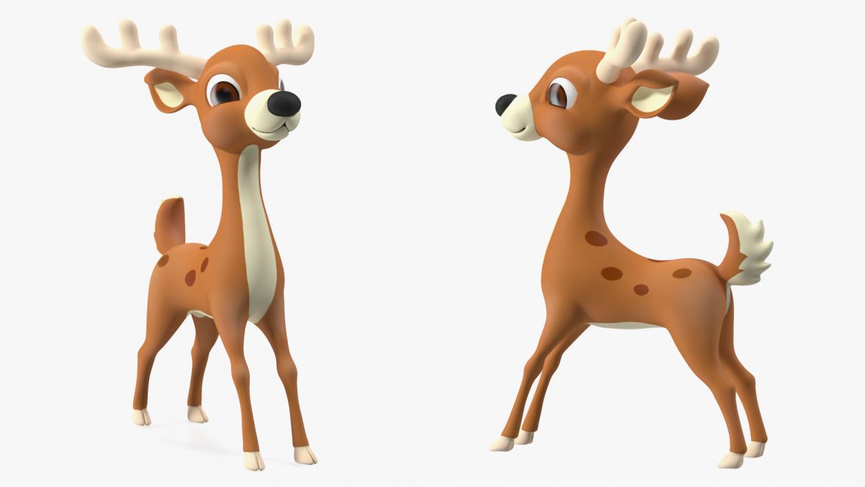 Cartoon Brown Reindeer 3D