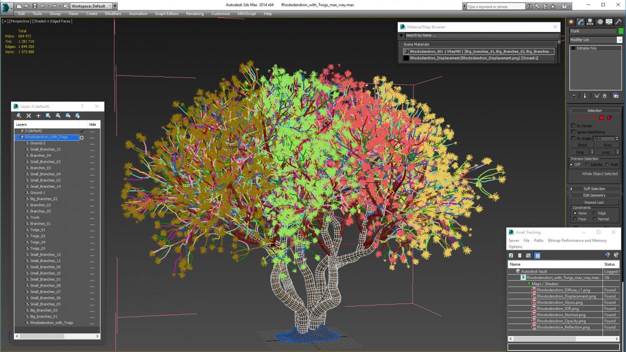 3D Rhododendron with Twigs model