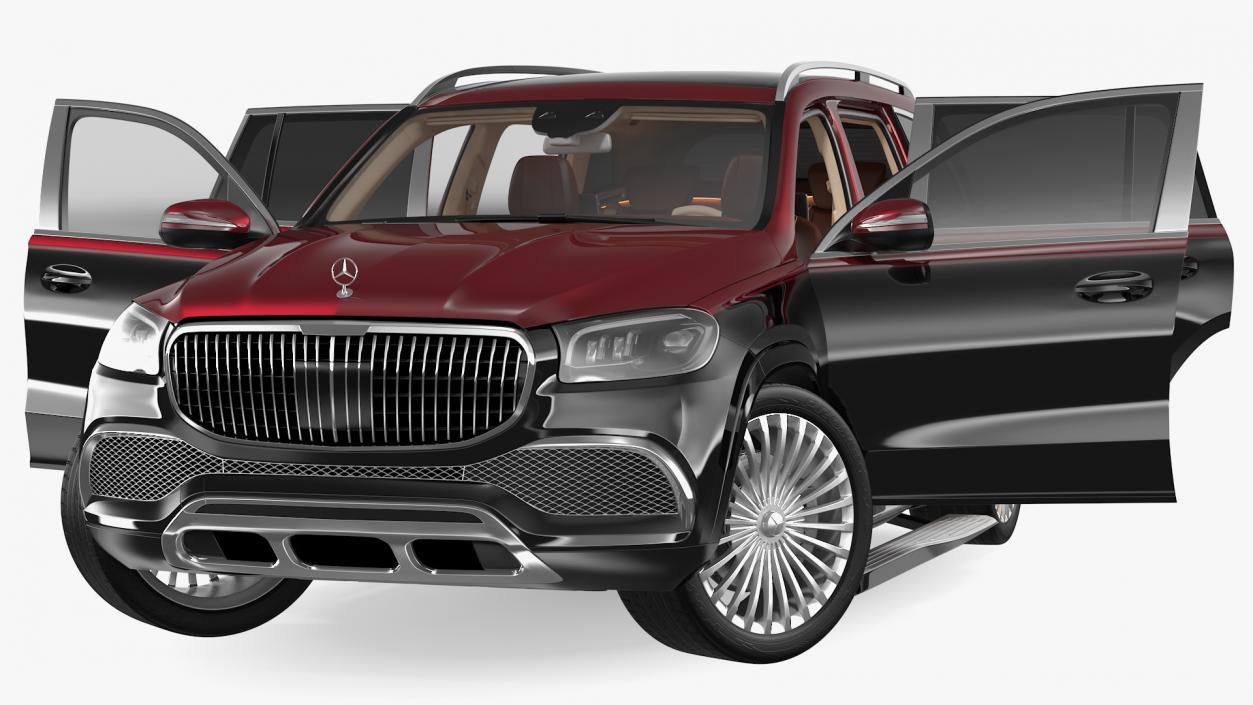 3D Maybach GLS 600 Red Rigged