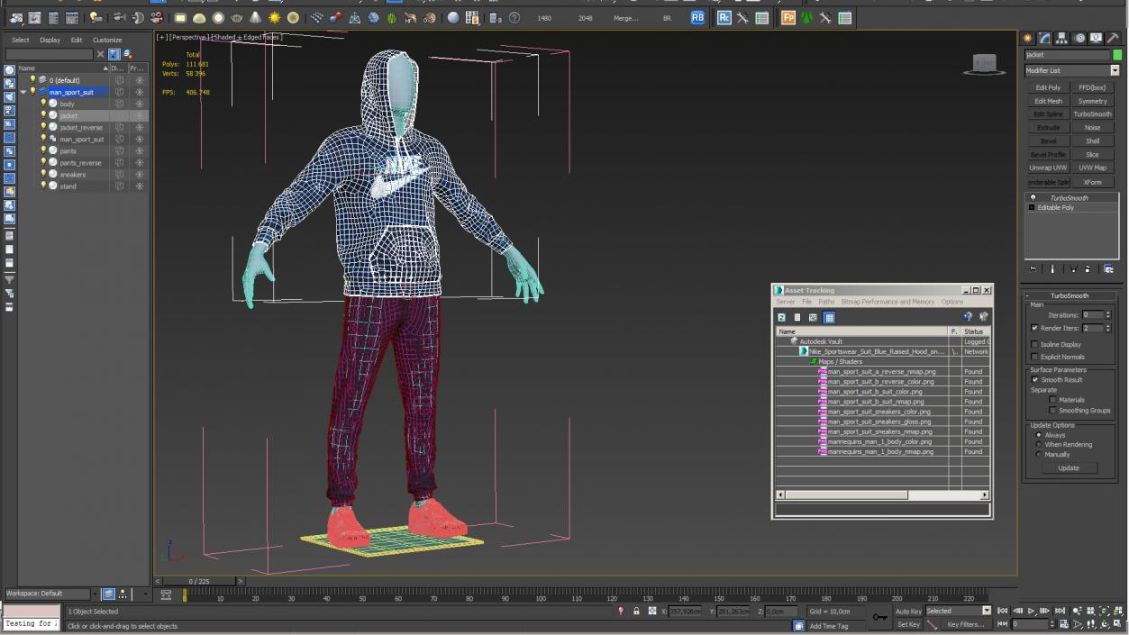 3D model Nike Sportswear Suit Blue Raised Hood on Mannequin