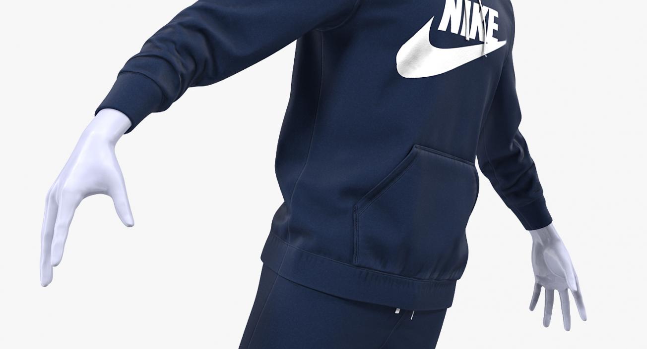 3D model Nike Sportswear Suit Blue Raised Hood on Mannequin