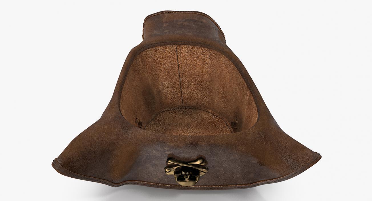 Skull and Crossbones Pirate Hat Leather 3D model