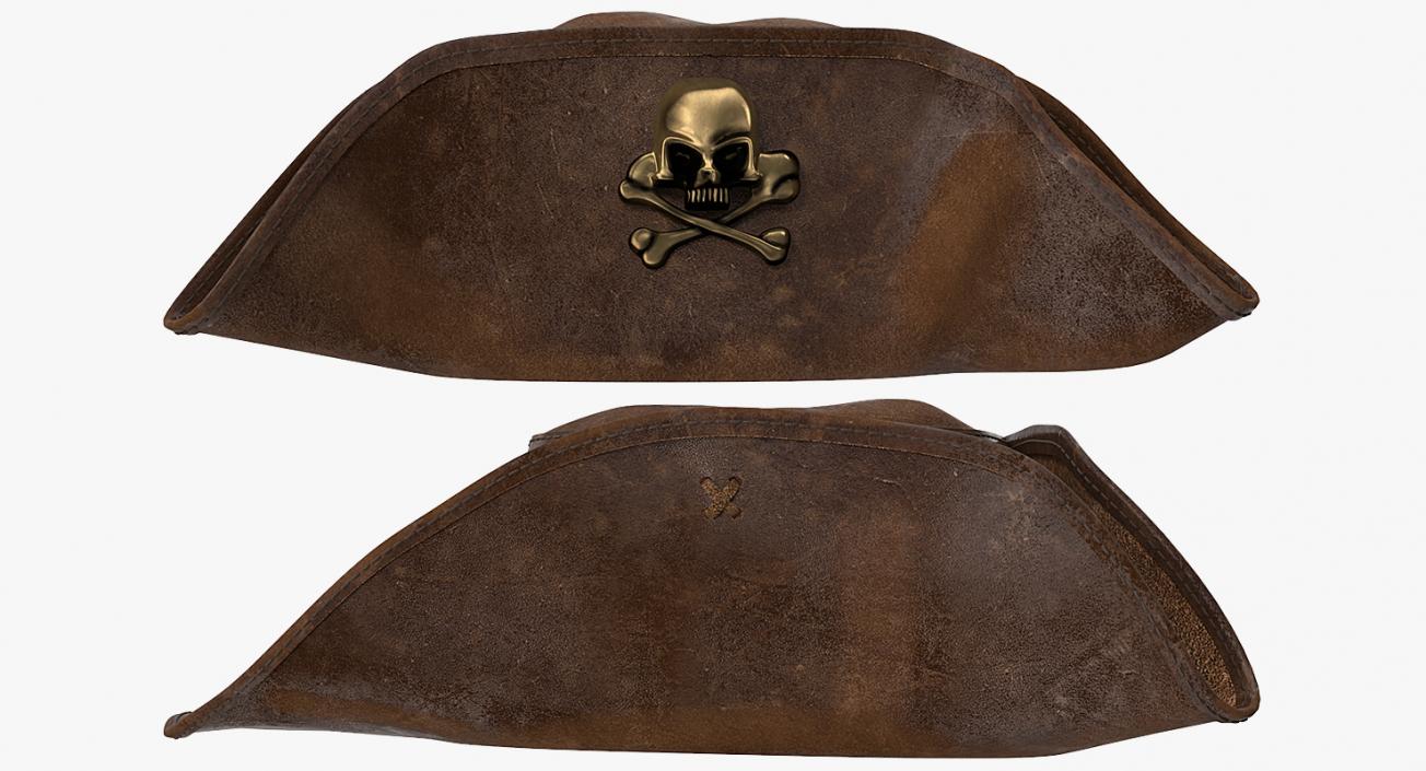 Skull and Crossbones Pirate Hat Leather 3D model