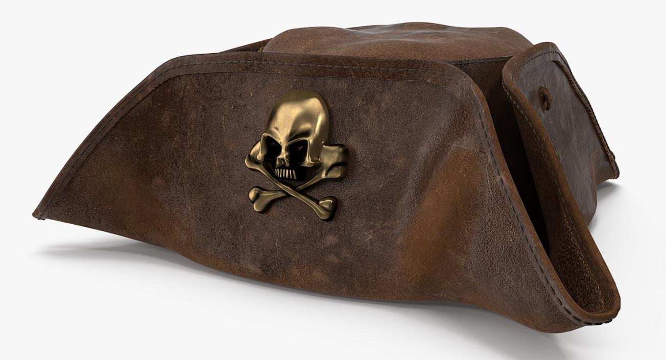 Skull and Crossbones Pirate Hat Leather 3D model