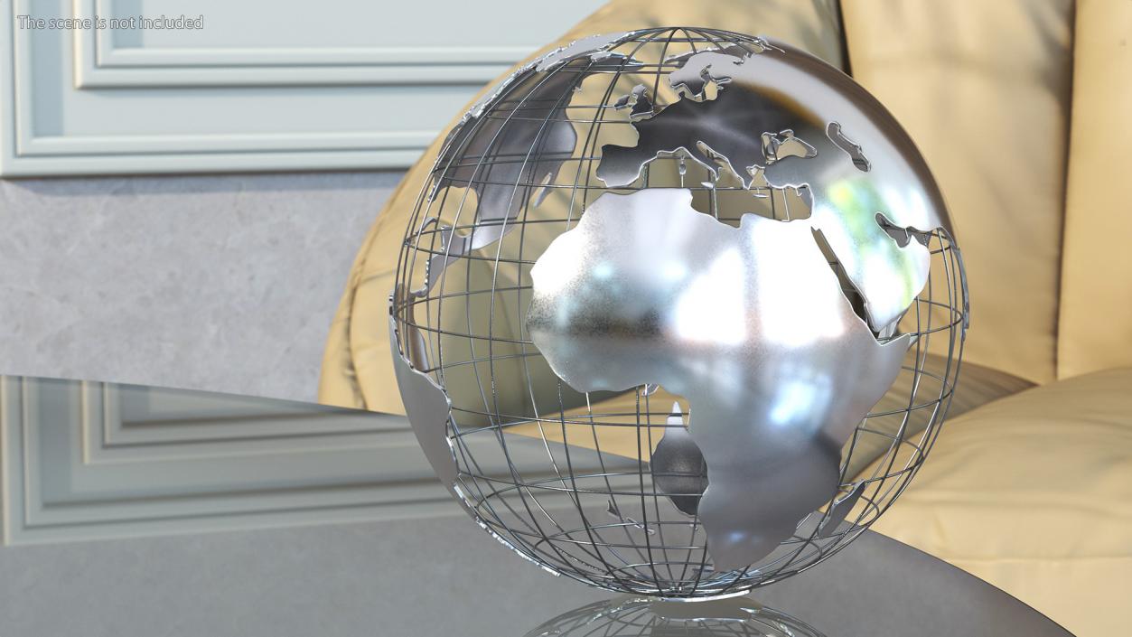 3D Wire Frame Globe Chrome model