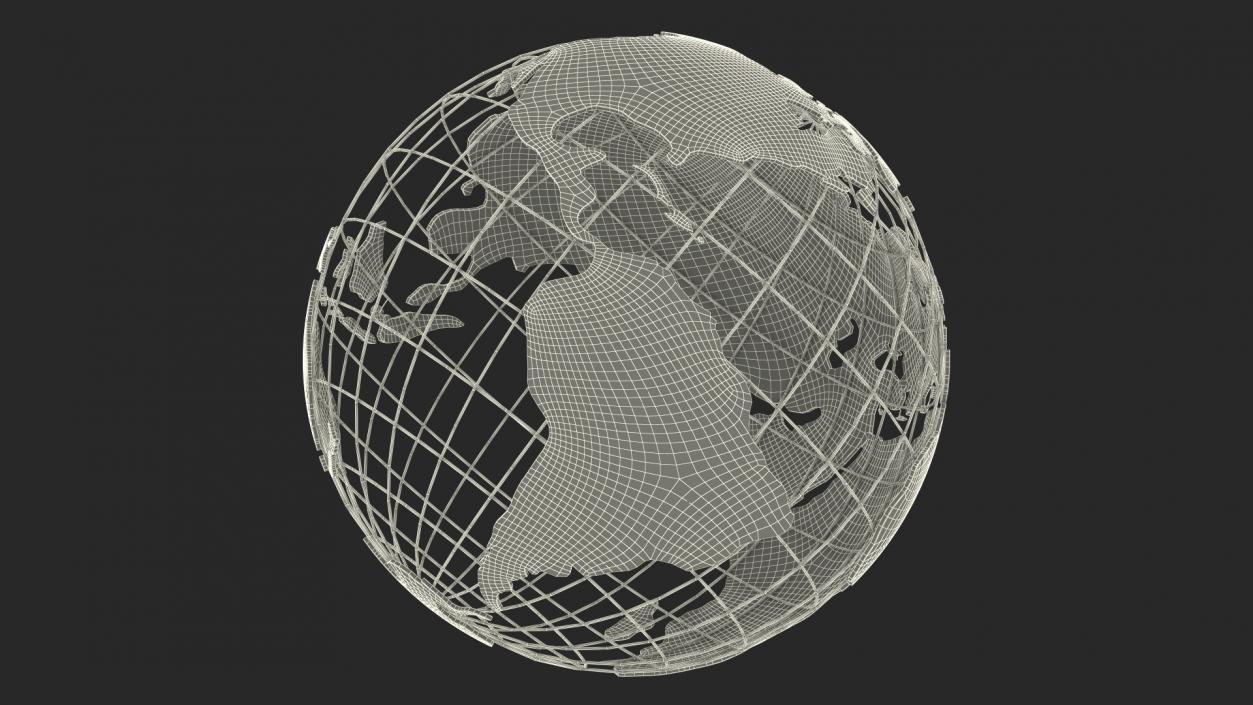 3D Wire Frame Globe Chrome model