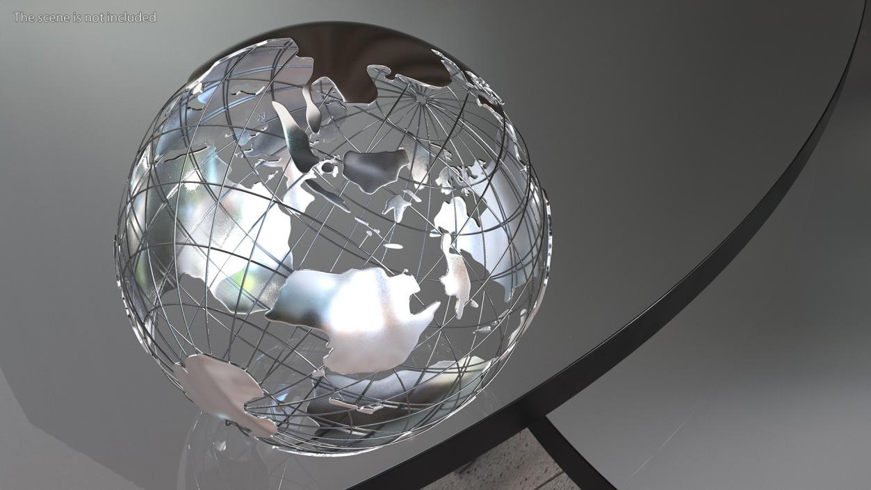 3D Wire Frame Globe Chrome model