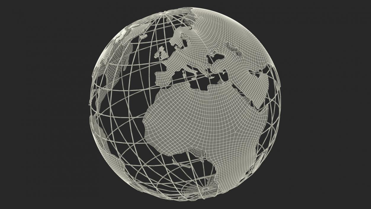 3D Wire Frame Globe Chrome model