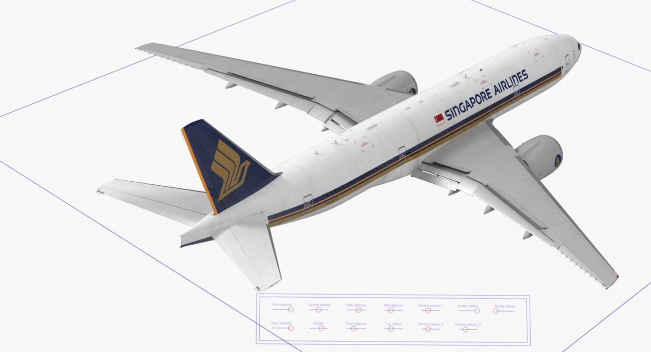 Boeing 777 200ER Singapore Airlines Rigged 3D