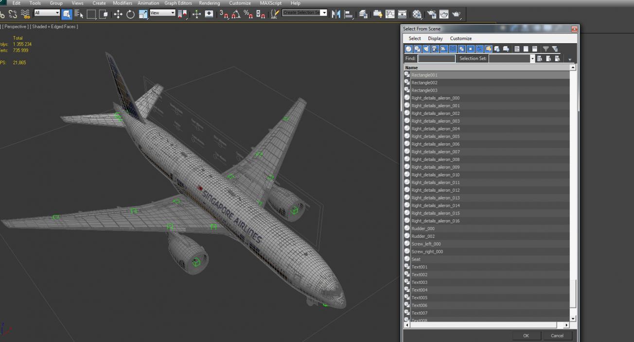 Boeing 777 200ER Singapore Airlines Rigged 3D