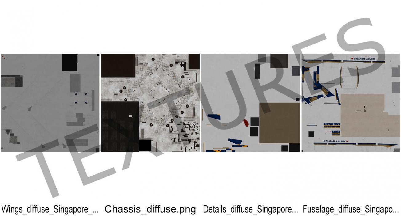 Boeing 777 200ER Singapore Airlines Rigged 3D