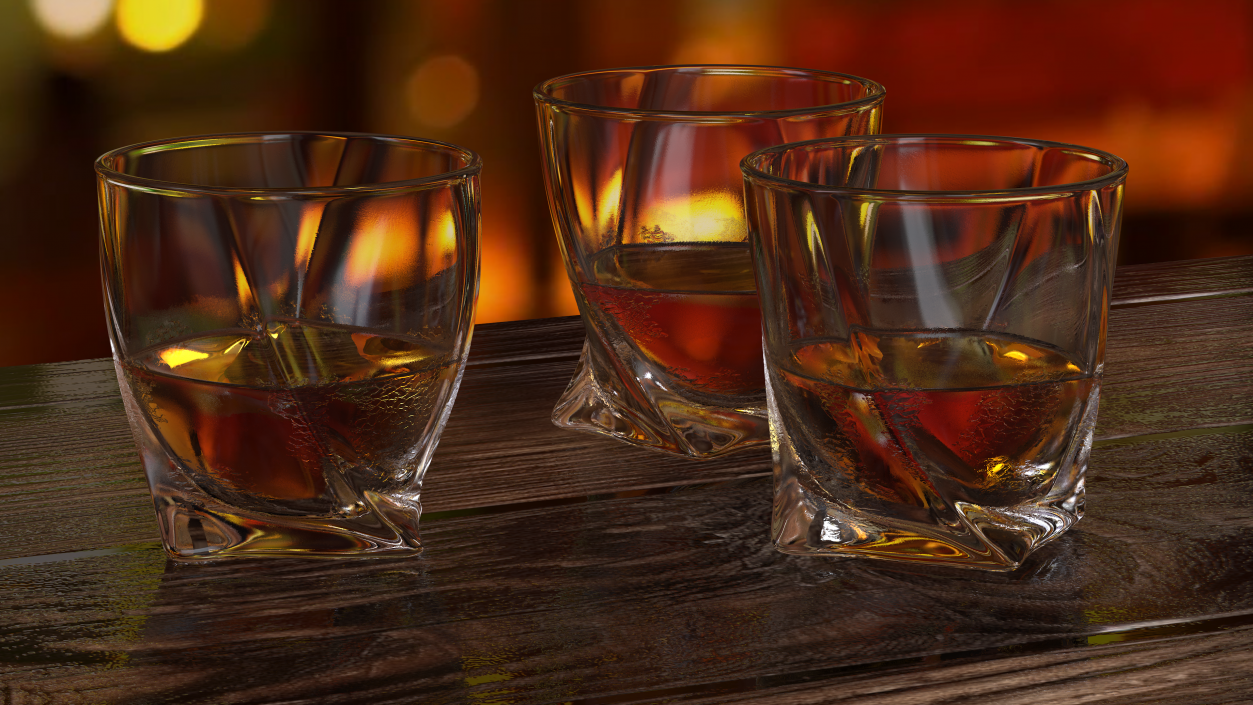 Twisted Rocks Misted Glass With Whiskey 3D model