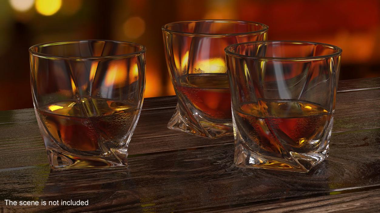 Twisted Rocks Misted Glass With Whiskey 3D model