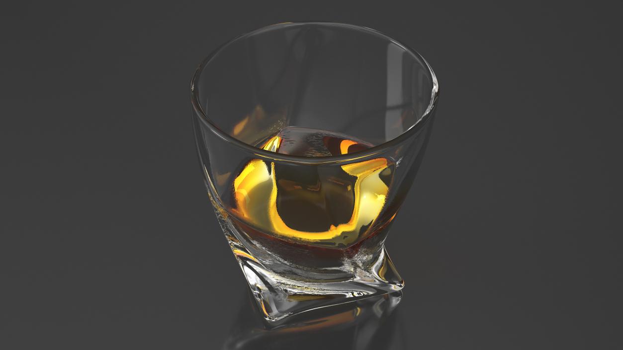 Twisted Rocks Misted Glass With Whiskey 3D model