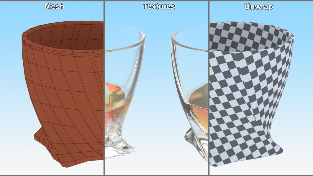 Twisted Rocks Misted Glass With Whiskey 3D model