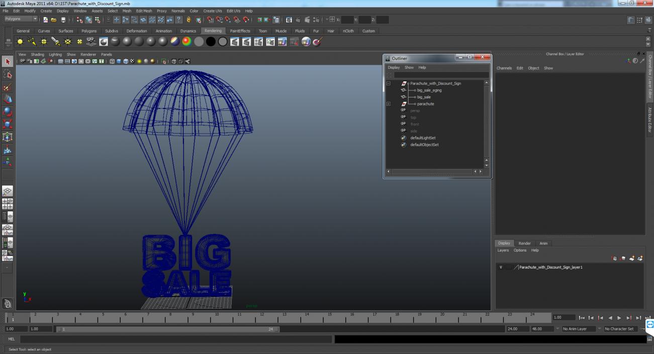 3D Parachute with Discount Sign model