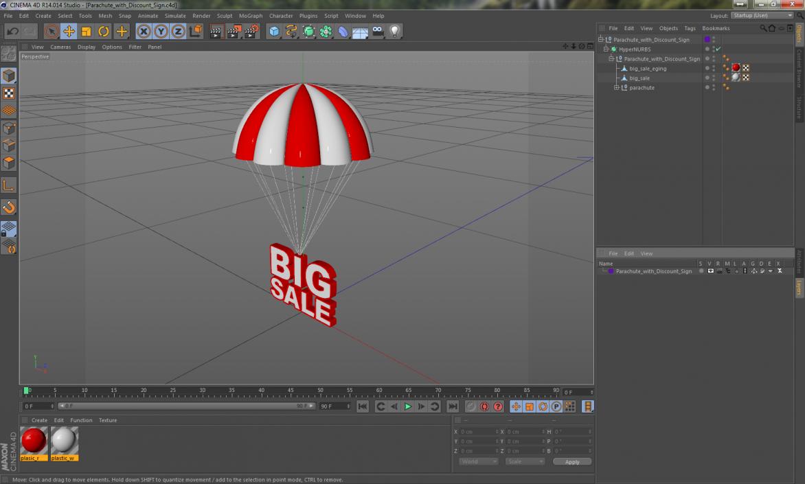 3D Parachute with Discount Sign model