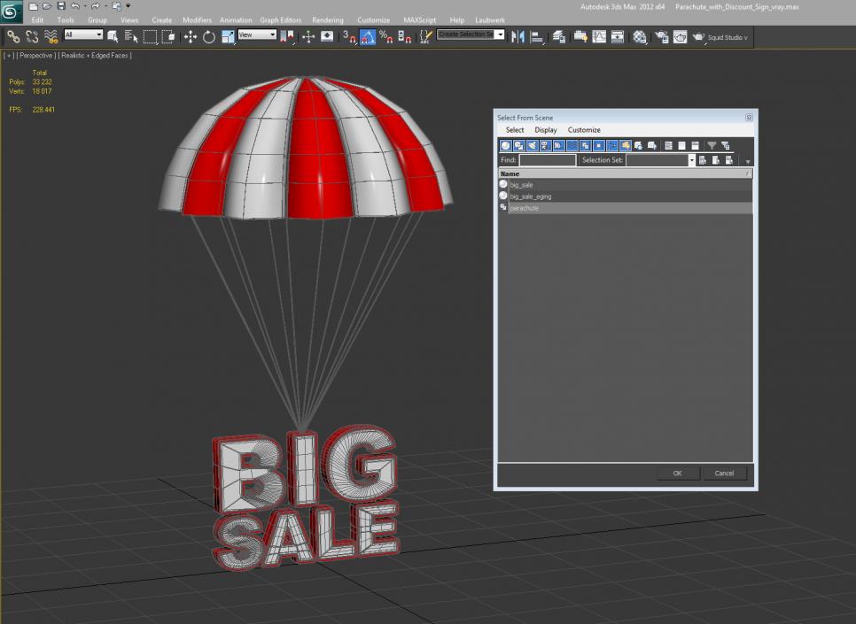 3D Parachute with Discount Sign model