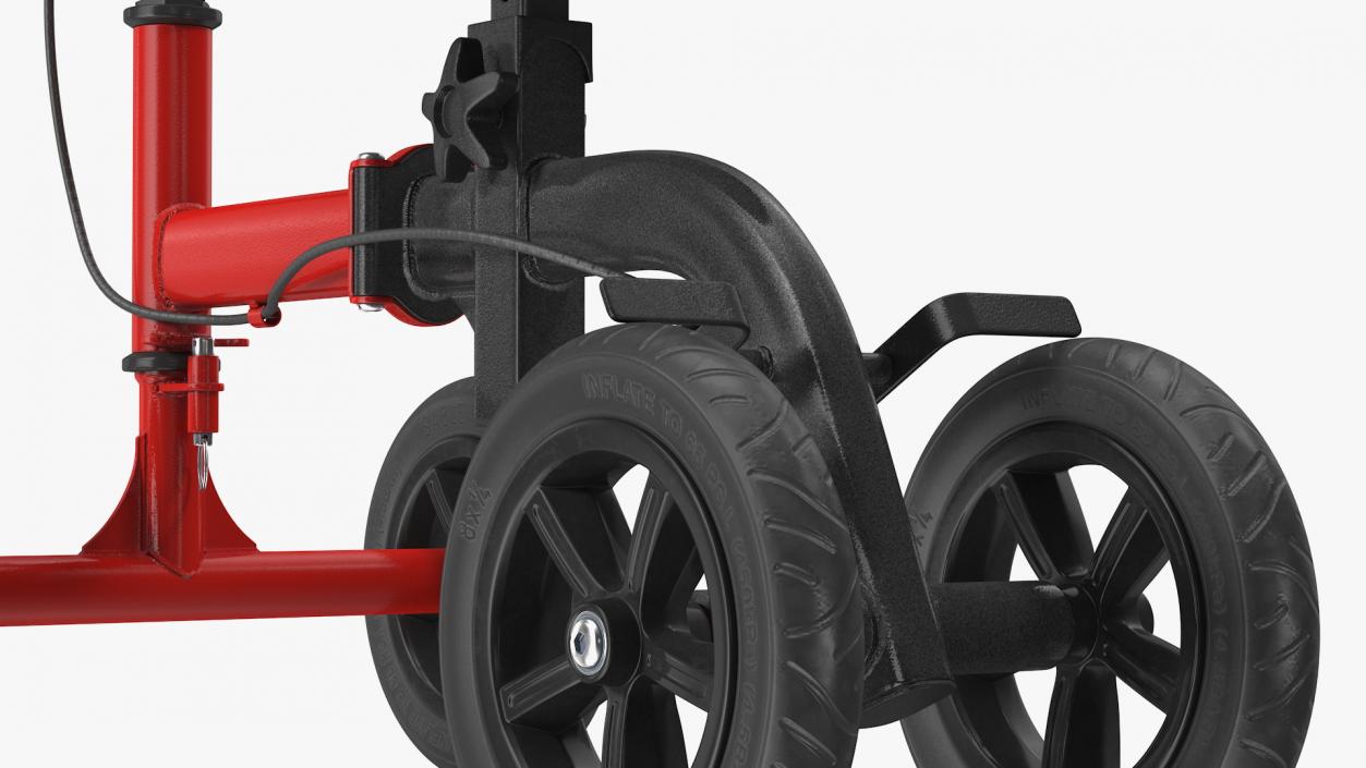 3D Knee Scooter Red Rigged model