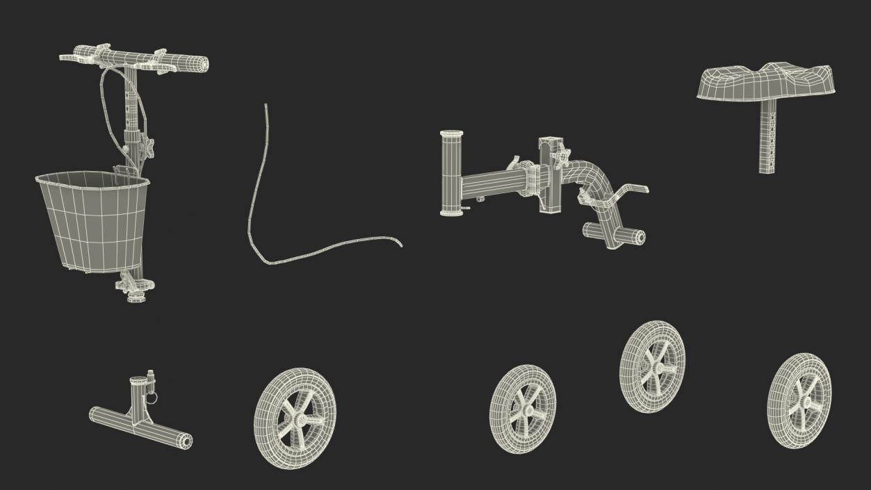 3D Knee Scooter Red Rigged model