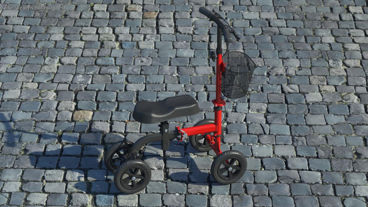 Knee Scooter Red Rigged for Cinema 4D 3D