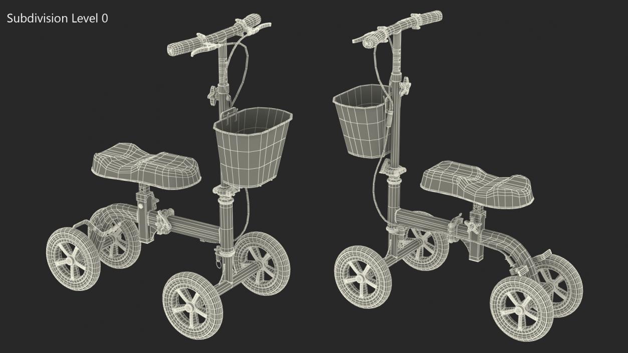 3D Knee Scooter Red Rigged model