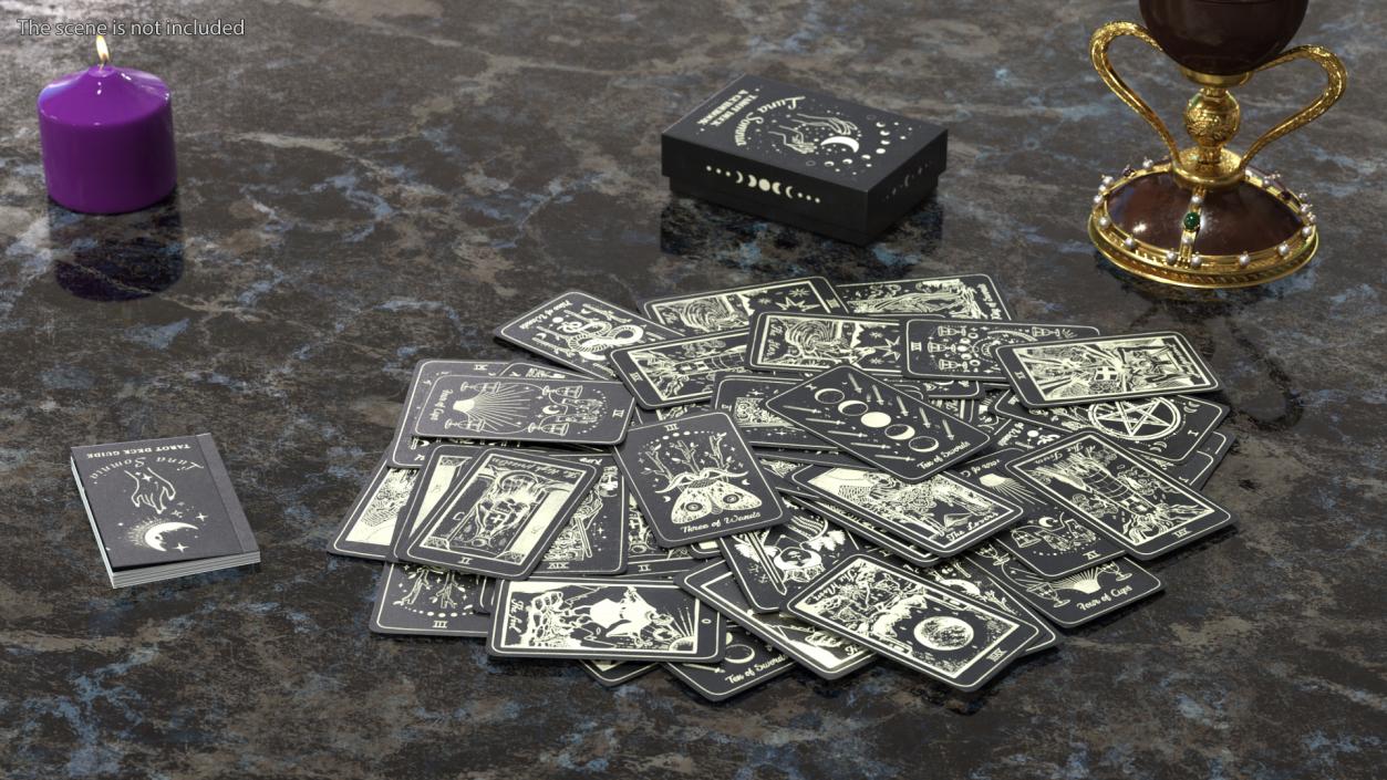 Black Tarot Cards Scattered 3D