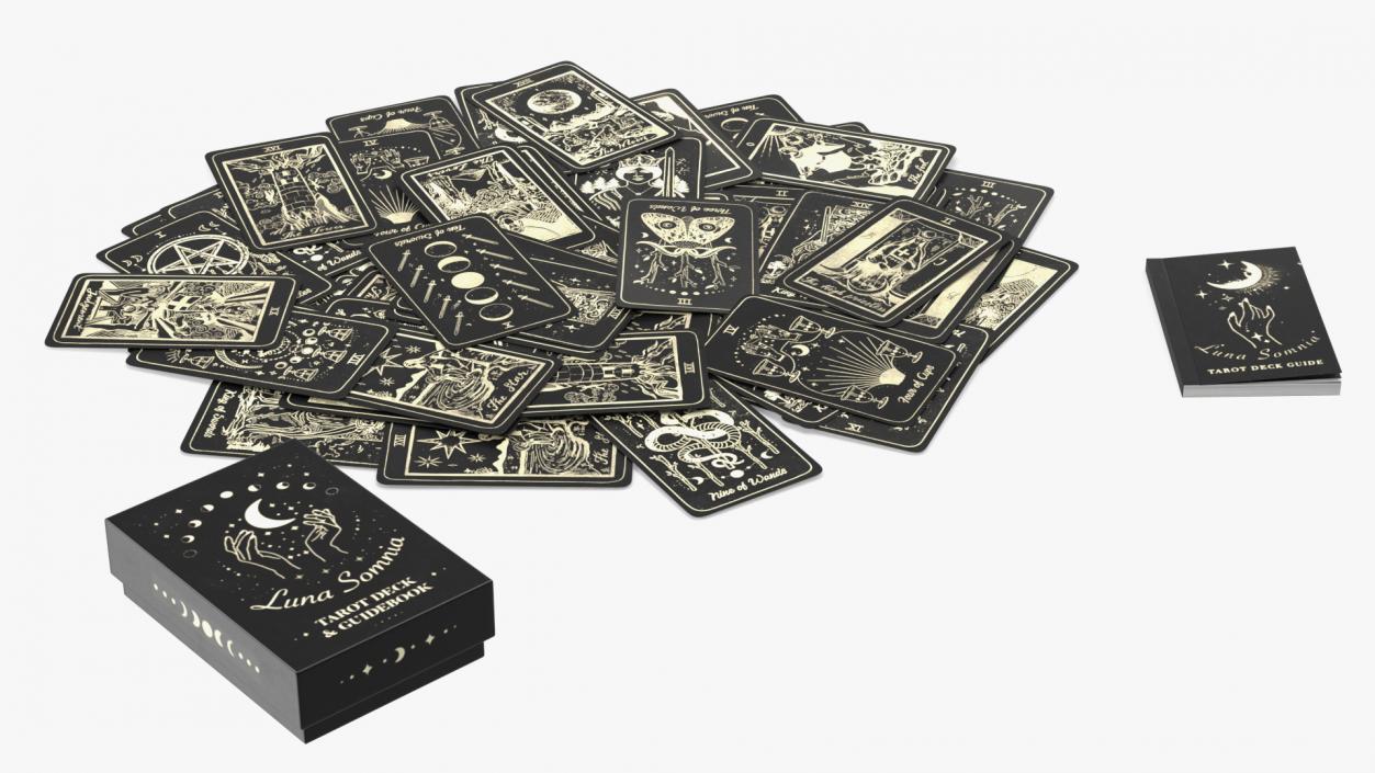 Black Tarot Cards Scattered 3D