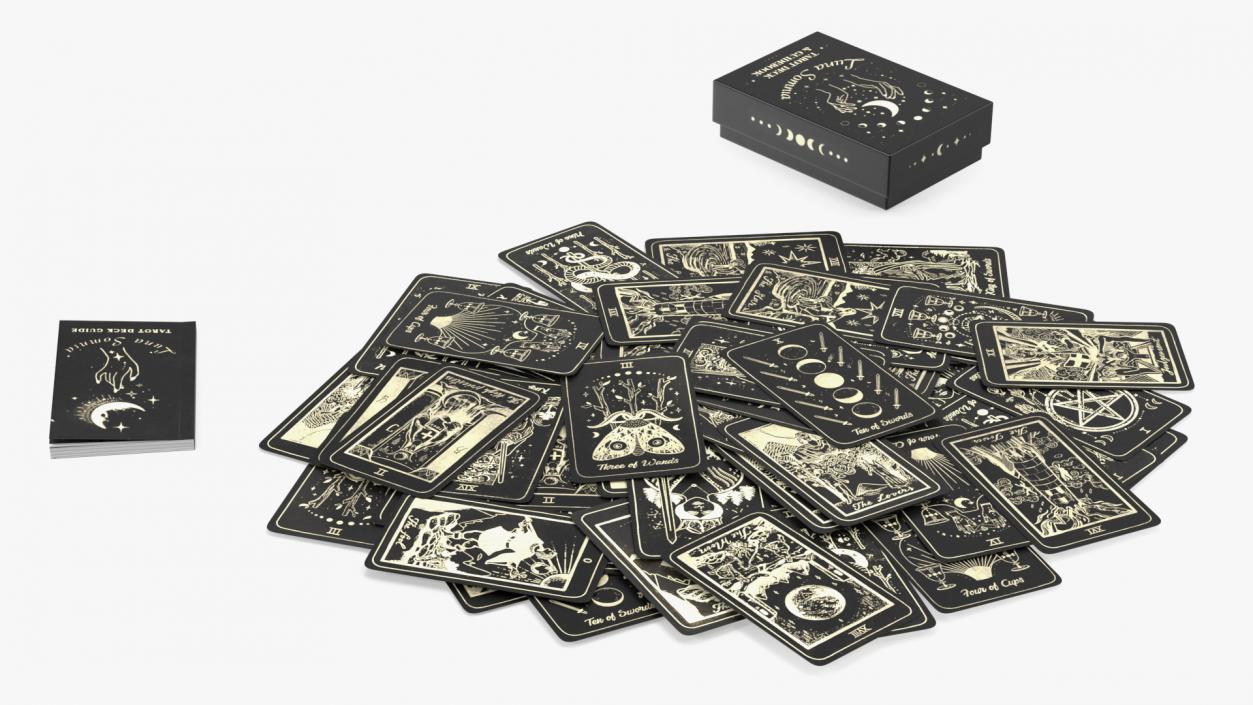 Black Tarot Cards Scattered 3D