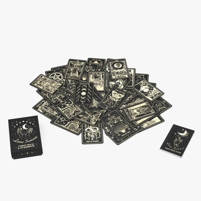 Black Tarot Cards Scattered 3D