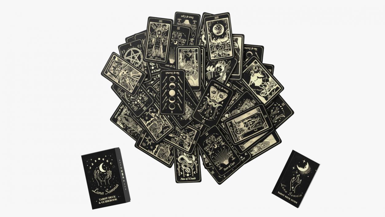 Black Tarot Cards Scattered 3D