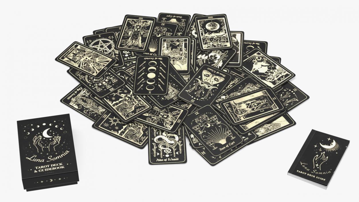 Black Tarot Cards Scattered 3D