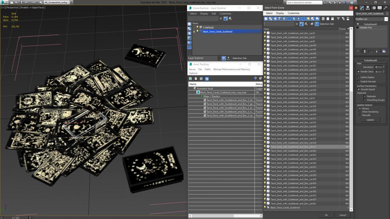 Black Tarot Cards Scattered 3D