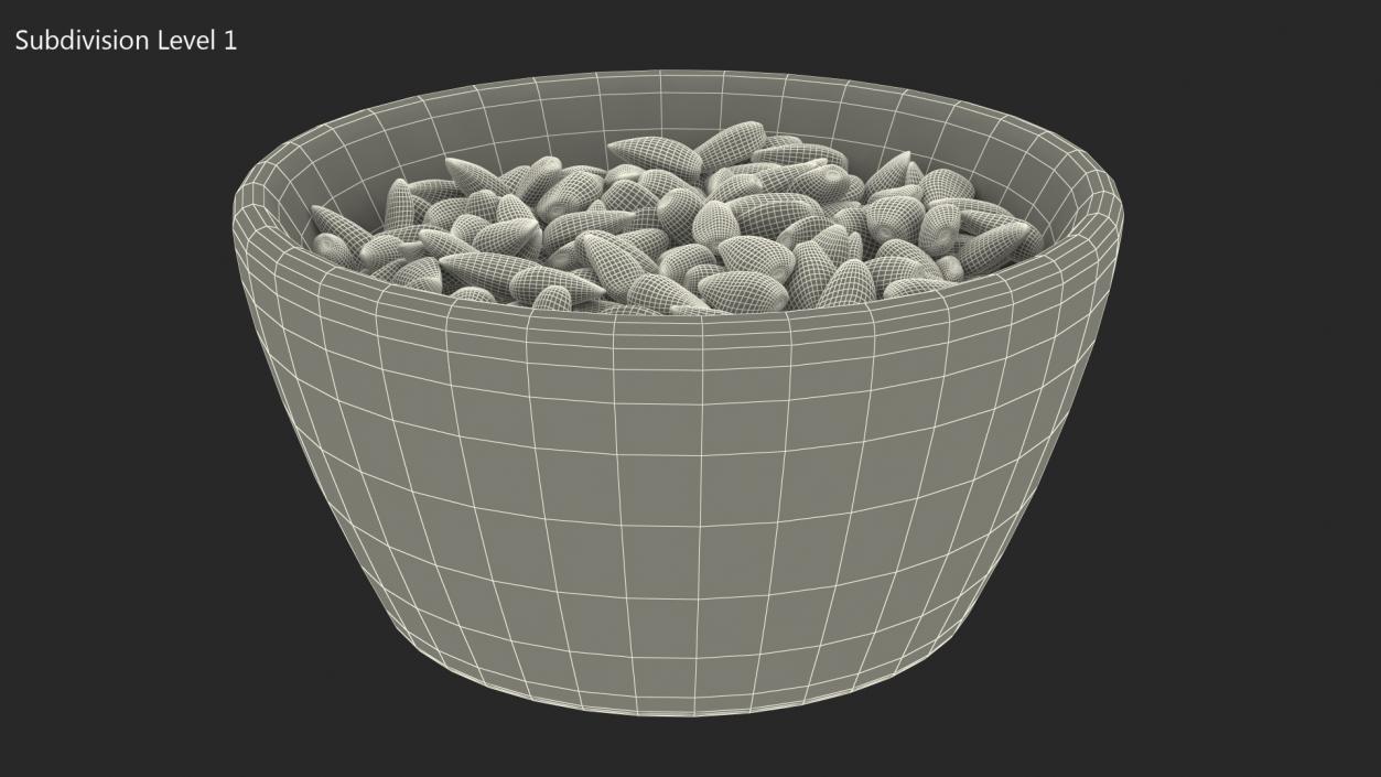 Full Bowl of Black Sunflower Seeds 3D model