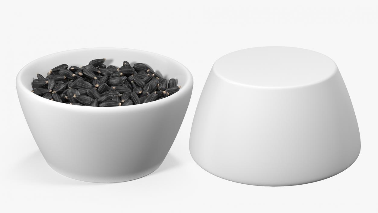 Full Bowl of Black Sunflower Seeds 3D model