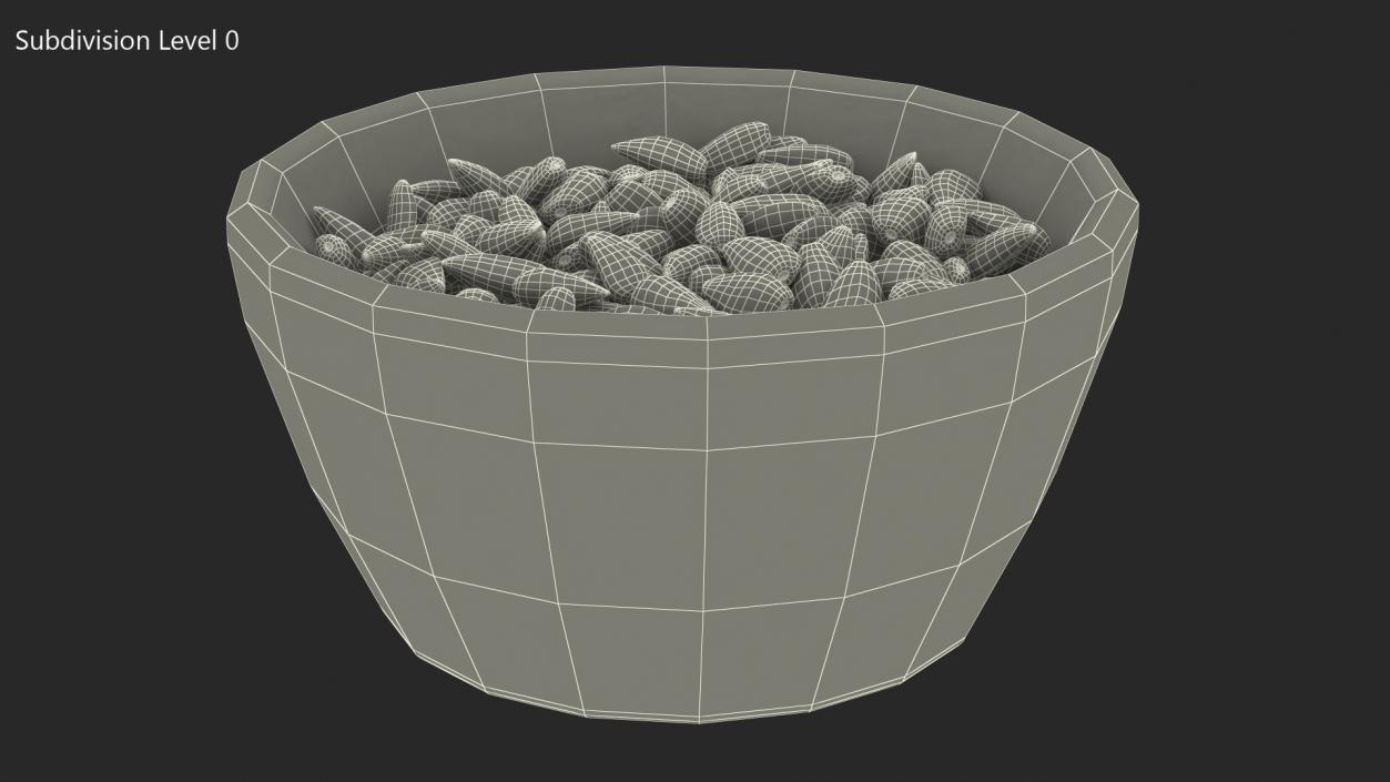 Full Bowl of Black Sunflower Seeds 3D model