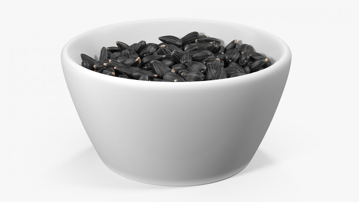 Full Bowl of Black Sunflower Seeds 3D model