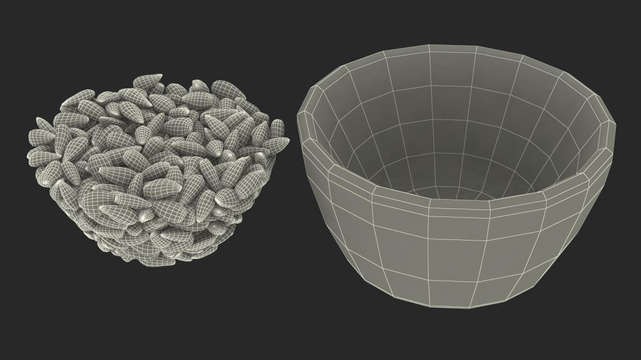 Full Bowl of Black Sunflower Seeds 3D model