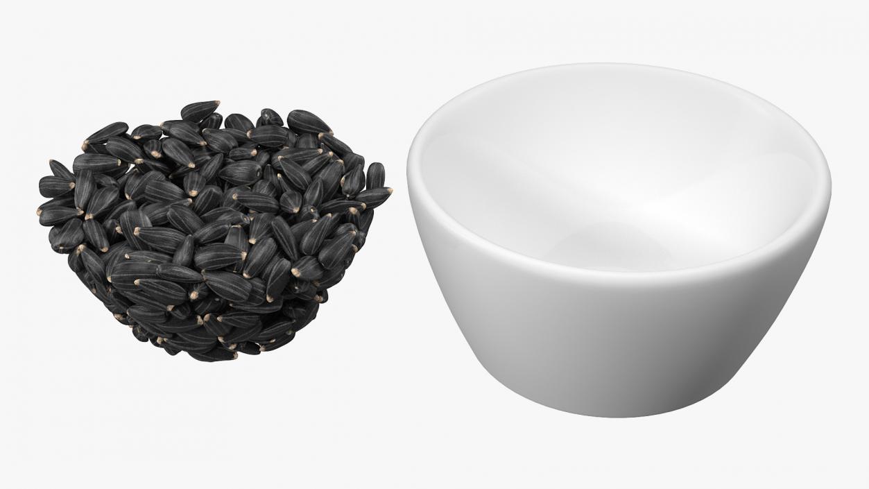 Full Bowl of Black Sunflower Seeds 3D model