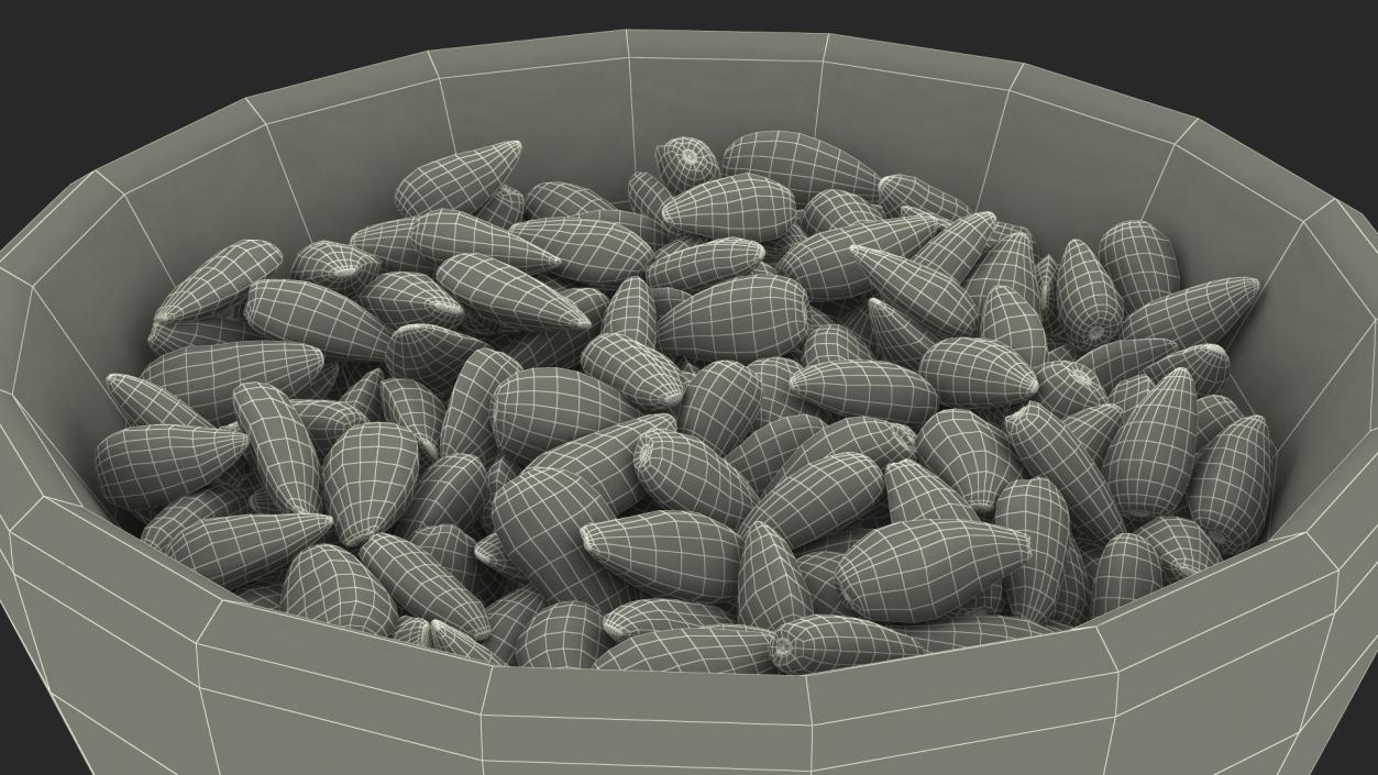 Full Bowl of Black Sunflower Seeds 3D model