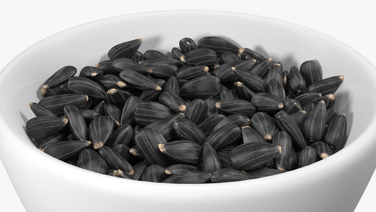 Full Bowl of Black Sunflower Seeds 3D model