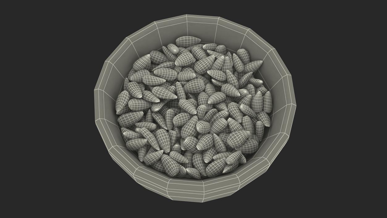 Full Bowl of Black Sunflower Seeds 3D model