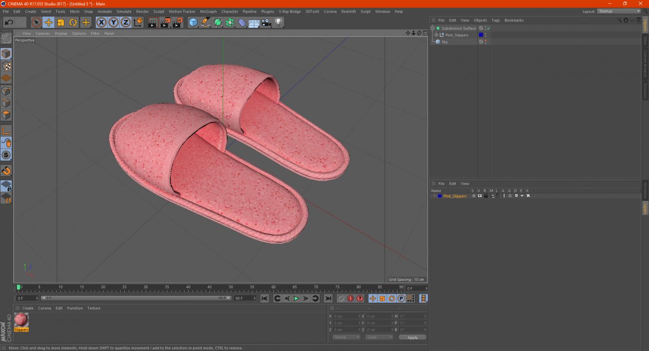 3D Pink Slippers model