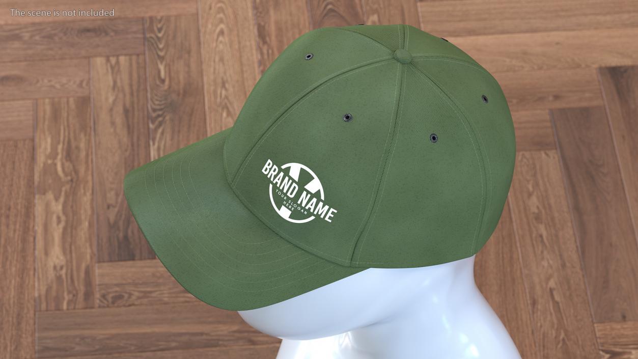 Cap Cotton Olive Your Brand 3D