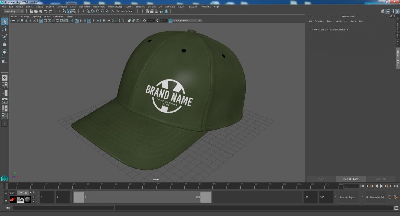 Cap Cotton Olive Your Brand 3D